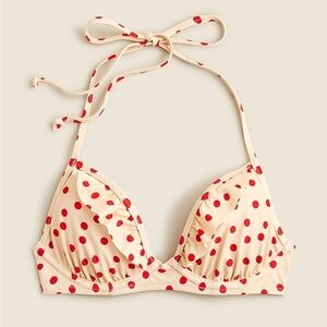 J. Crew Ruffle underwire bikini top in red dot print